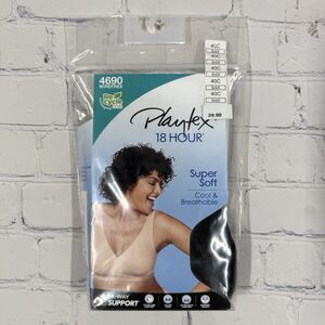 Playtex 18 hr Lace Bra Women Size 40C Black Wireless Smooth Breathable